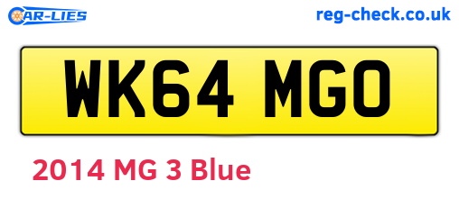 WK64MGO are the vehicle registration plates.