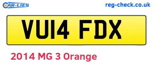 VU14FDX are the vehicle registration plates.
