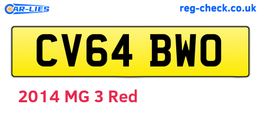 CV64BWO are the vehicle registration plates.