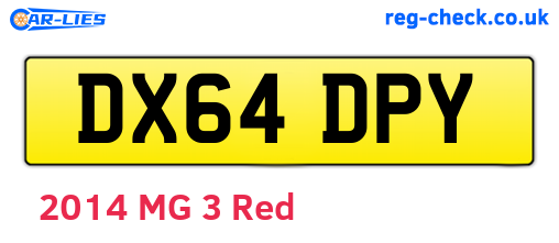 DX64DPY are the vehicle registration plates.