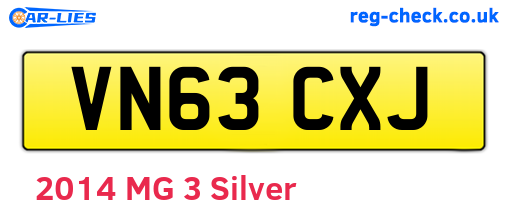 VN63CXJ are the vehicle registration plates.