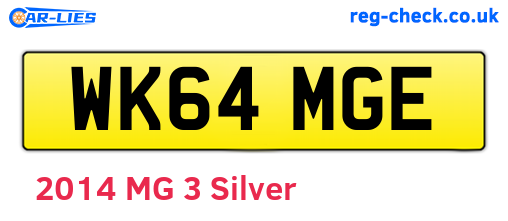 WK64MGE are the vehicle registration plates.