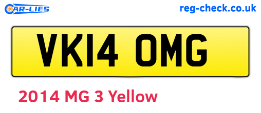VK14OMG are the vehicle registration plates.