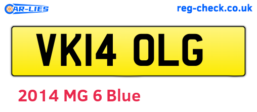 VK14OLG are the vehicle registration plates.