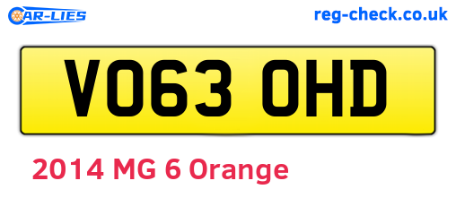VO63OHD are the vehicle registration plates.