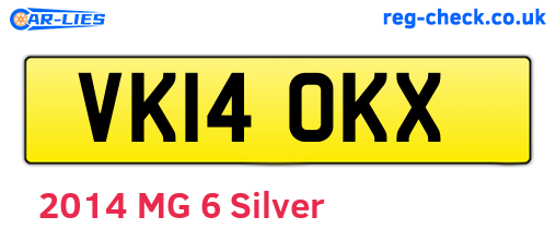 VK14OKX are the vehicle registration plates.