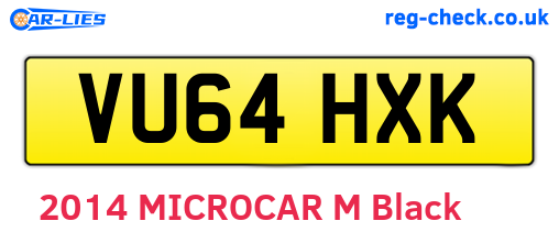 VU64HXK are the vehicle registration plates.