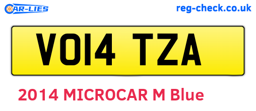 VO14TZA are the vehicle registration plates.