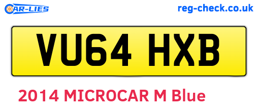 VU64HXB are the vehicle registration plates.
