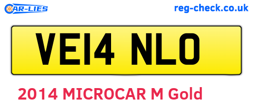 VE14NLO are the vehicle registration plates.