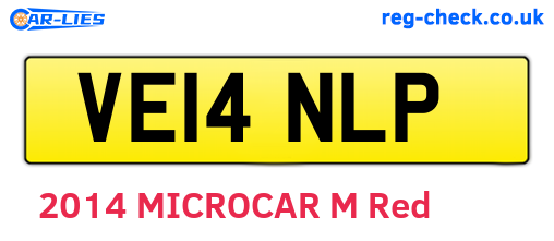 VE14NLP are the vehicle registration plates.