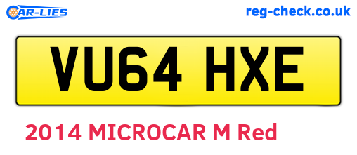 VU64HXE are the vehicle registration plates.