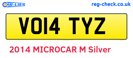 VO14TYZ are the vehicle registration plates.