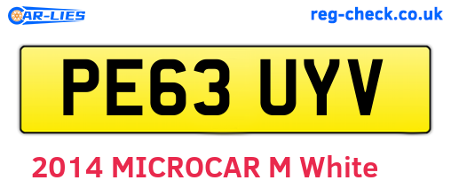 PE63UYV are the vehicle registration plates.