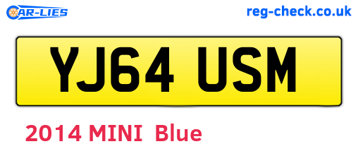YJ64USM are the vehicle registration plates.