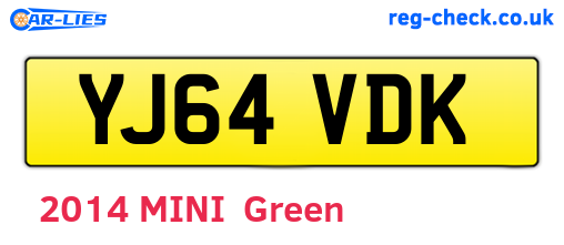 YJ64VDK are the vehicle registration plates.