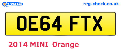 OE64FTX are the vehicle registration plates.