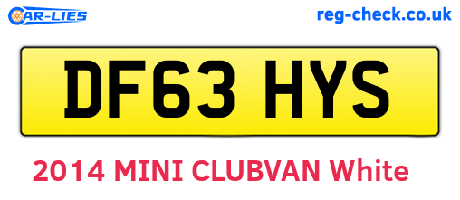 DF63HYS are the vehicle registration plates.