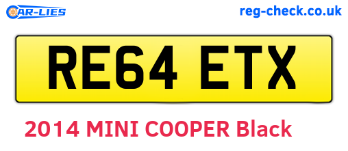 RE64ETX are the vehicle registration plates.