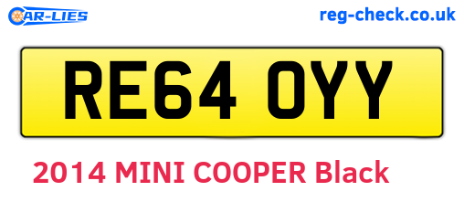 RE64OYY are the vehicle registration plates.