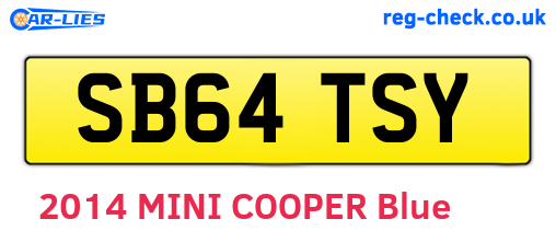 SB64TSY are the vehicle registration plates.