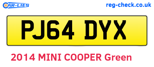 PJ64DYX are the vehicle registration plates.