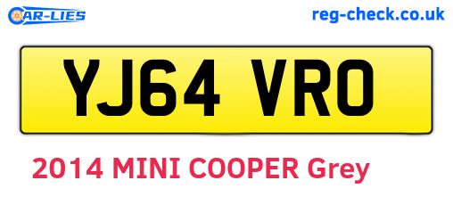 YJ64VRO are the vehicle registration plates.