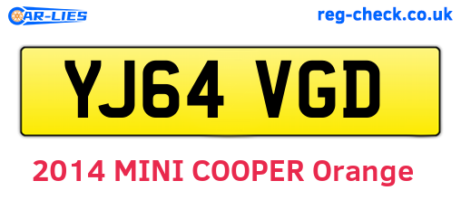 YJ64VGD are the vehicle registration plates.