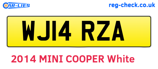 WJ14RZA are the vehicle registration plates.