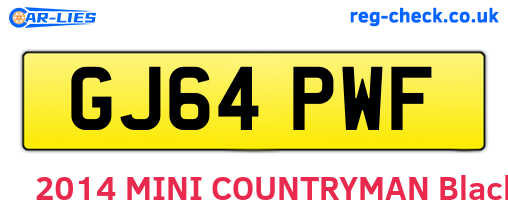 GJ64PWF are the vehicle registration plates.