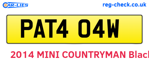 PAT404W are the vehicle registration plates.