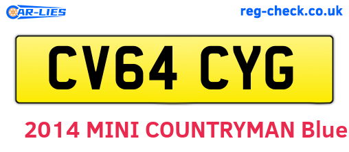 CV64CYG are the vehicle registration plates.