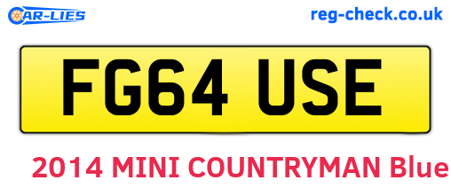FG64USE are the vehicle registration plates.