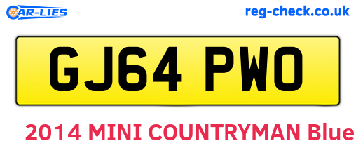 GJ64PWO are the vehicle registration plates.