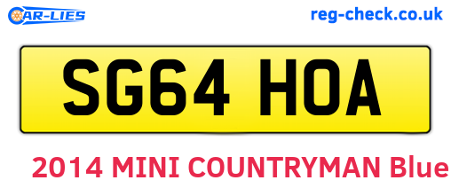 SG64HOA are the vehicle registration plates.