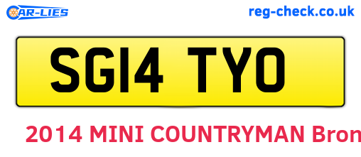 SG14TYO are the vehicle registration plates.