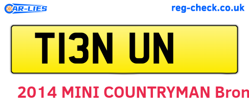 T13NUN are the vehicle registration plates.
