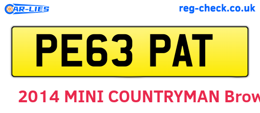 PE63PAT are the vehicle registration plates.