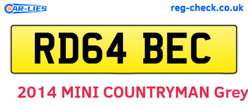 RD64BEC are the vehicle registration plates.