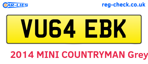 VU64EBK are the vehicle registration plates.