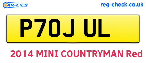 P70JUL are the vehicle registration plates.