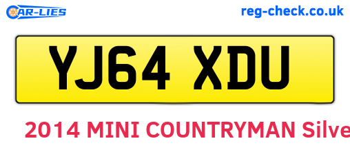 YJ64XDU are the vehicle registration plates.