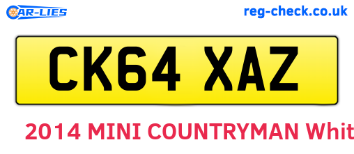 CK64XAZ are the vehicle registration plates.