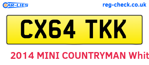 CX64TKK are the vehicle registration plates.