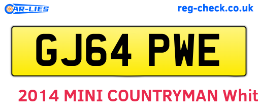 GJ64PWE are the vehicle registration plates.