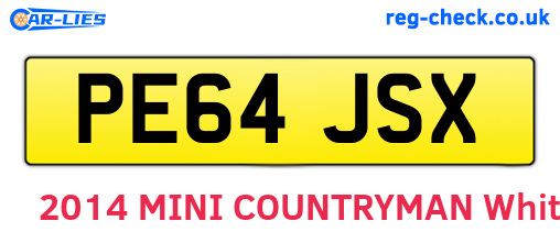 PE64JSX are the vehicle registration plates.
