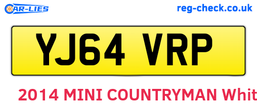 YJ64VRP are the vehicle registration plates.