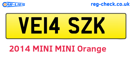 VE14SZK are the vehicle registration plates.