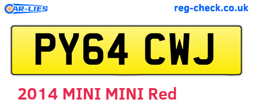 PY64CWJ are the vehicle registration plates.