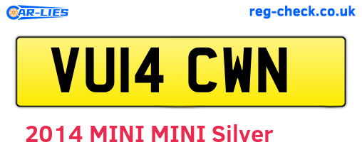 VU14CWN are the vehicle registration plates.
